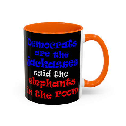 donkeys and elephants - Accent Mug (black)