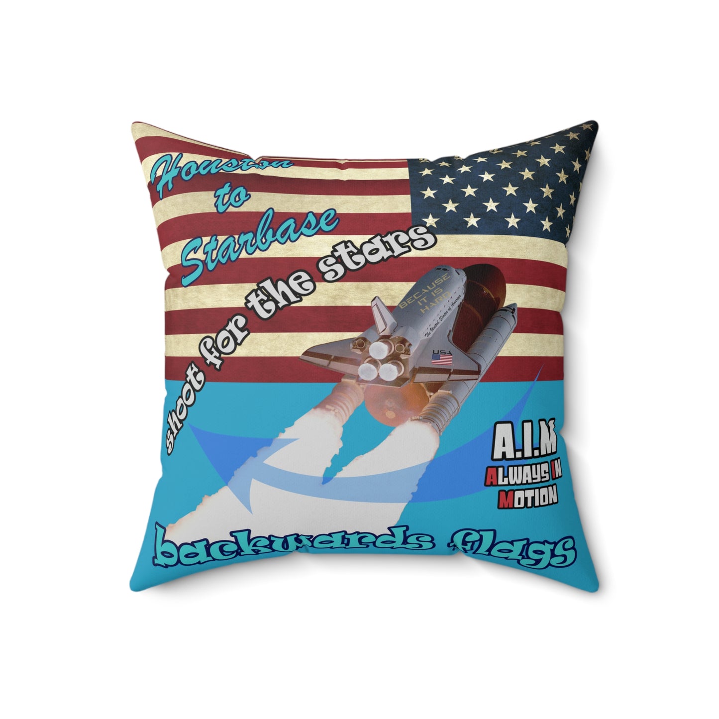 shoot for the stars - Spun Polyester Square Pillow - (turquoise)