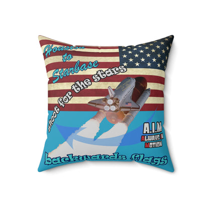 shoot for the stars - Spun Polyester Square Pillow - (turquoise)