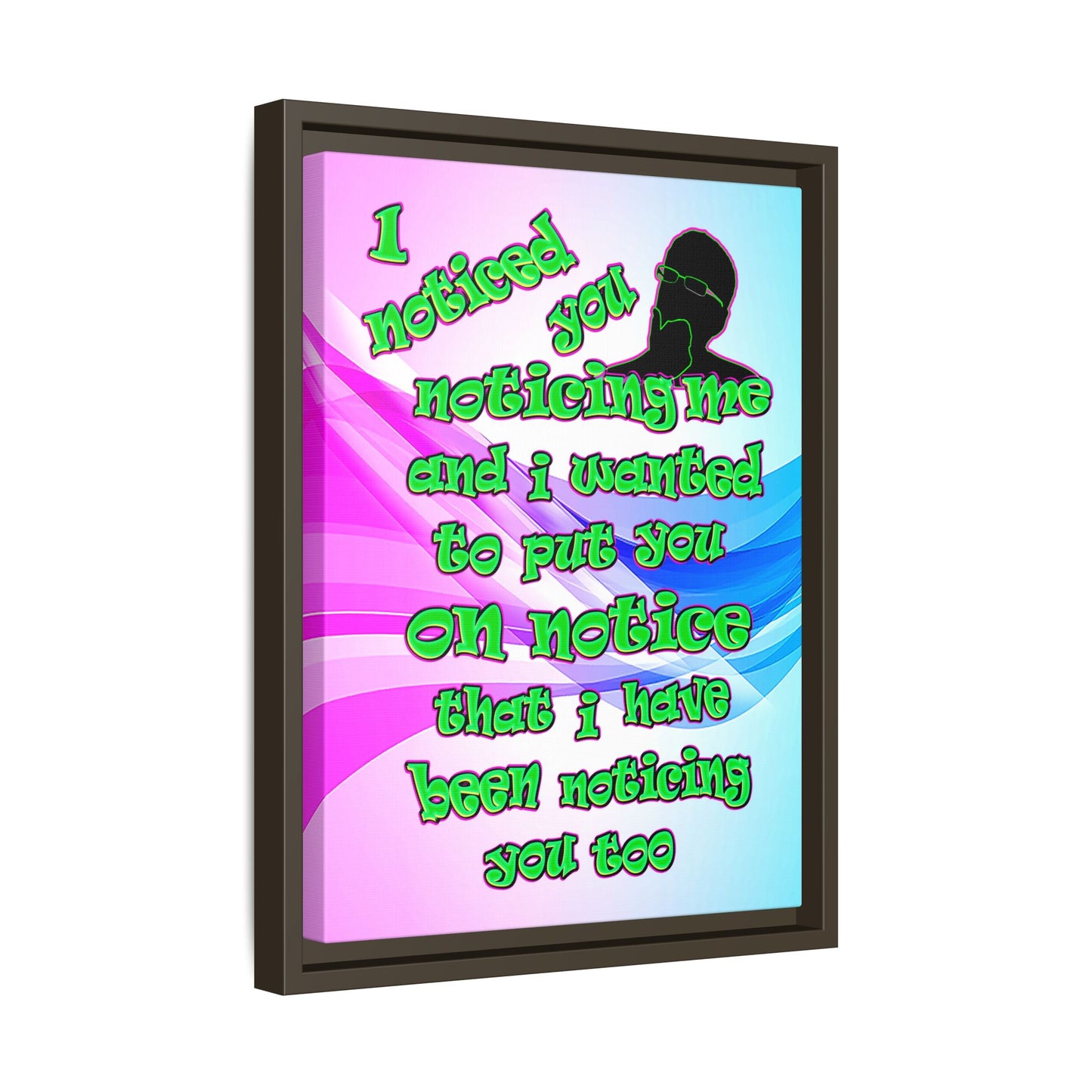 noticed you noticing - framed canvas art (light blue-pink wave)