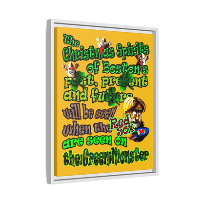 christmas spirits of boston - framed canvas art (yellow)