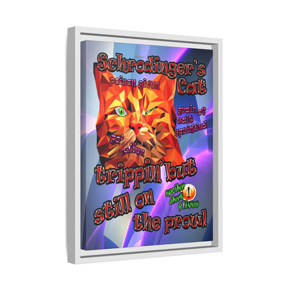schrodinger's cat - framed canvas art (grey-pink wave)