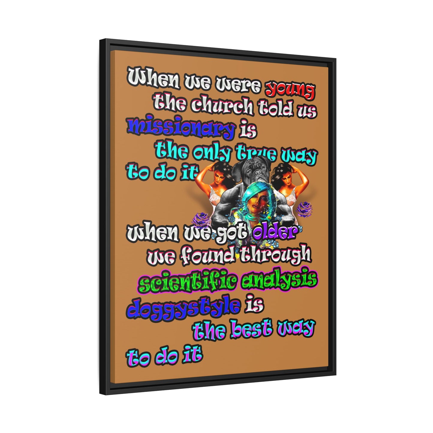 doggystyle - framed canvas art (light brown)