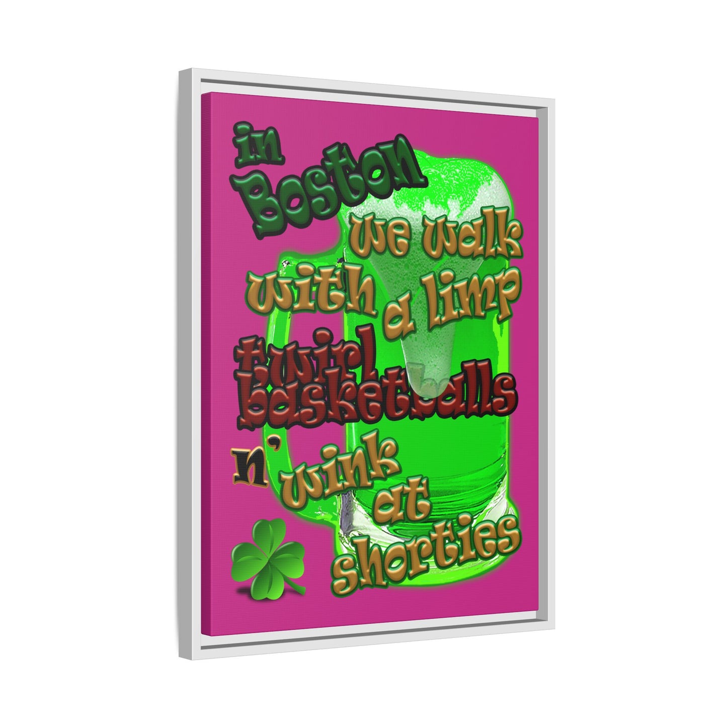 celtics logo - framed canvas art (pink)