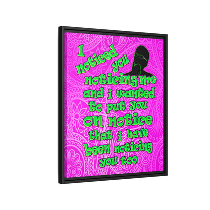 noticed you noticing - framed canvas art (pink swirl)