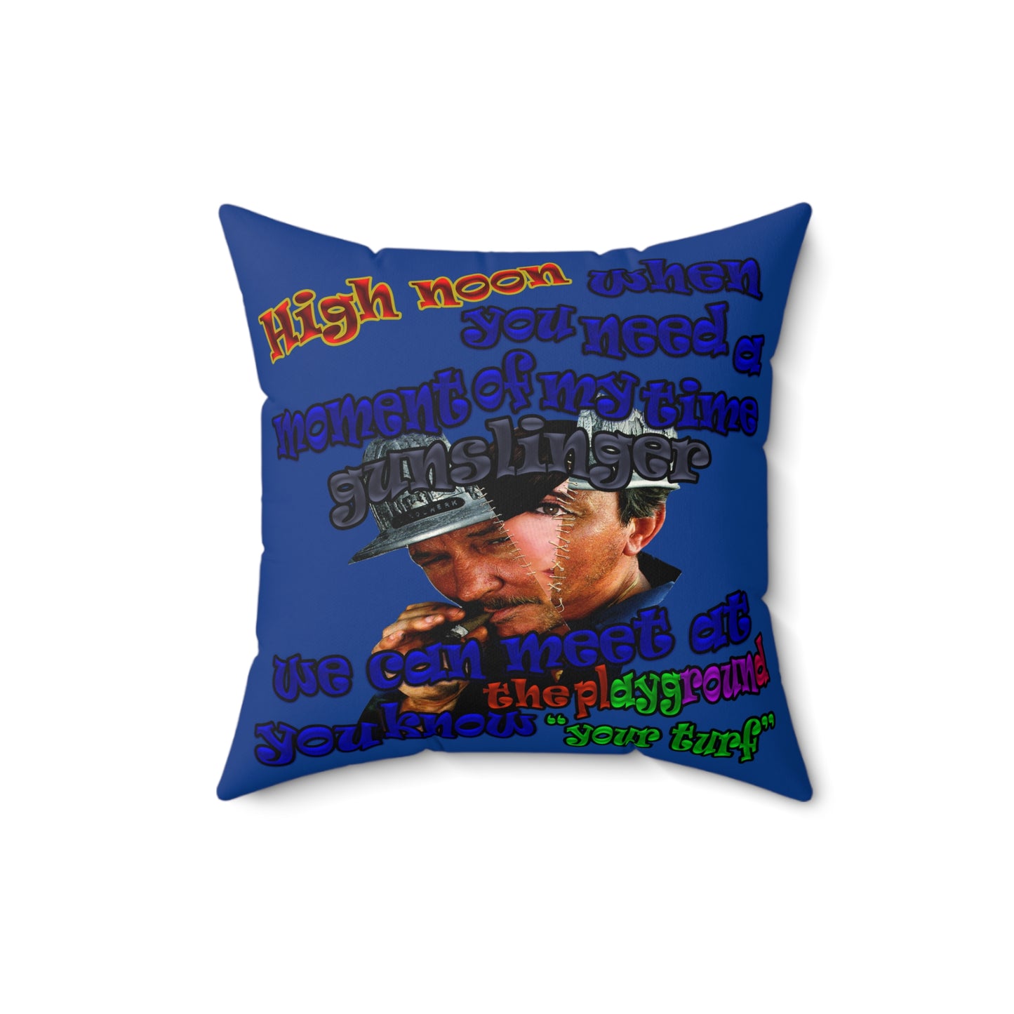 high noon - Spun Polyester Square Pillow - (dark blue)