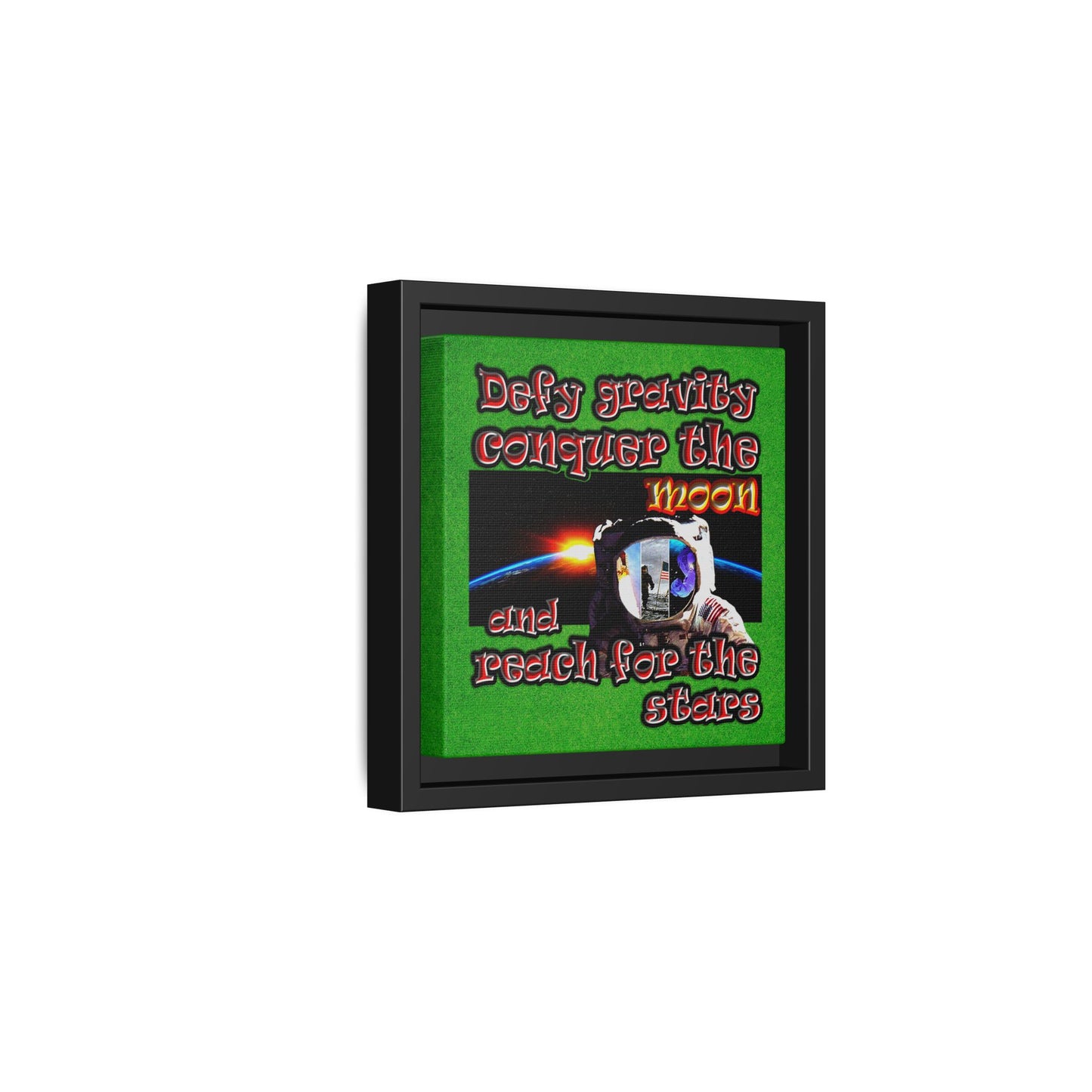 defy conquer reach - framed canvas art (green turf)