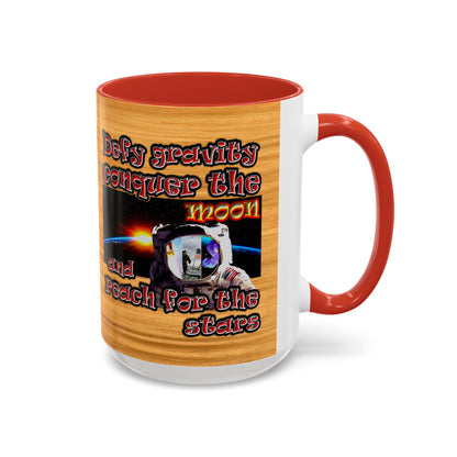 defy conquer reach - Accent Mug (butterscotch wood finish)