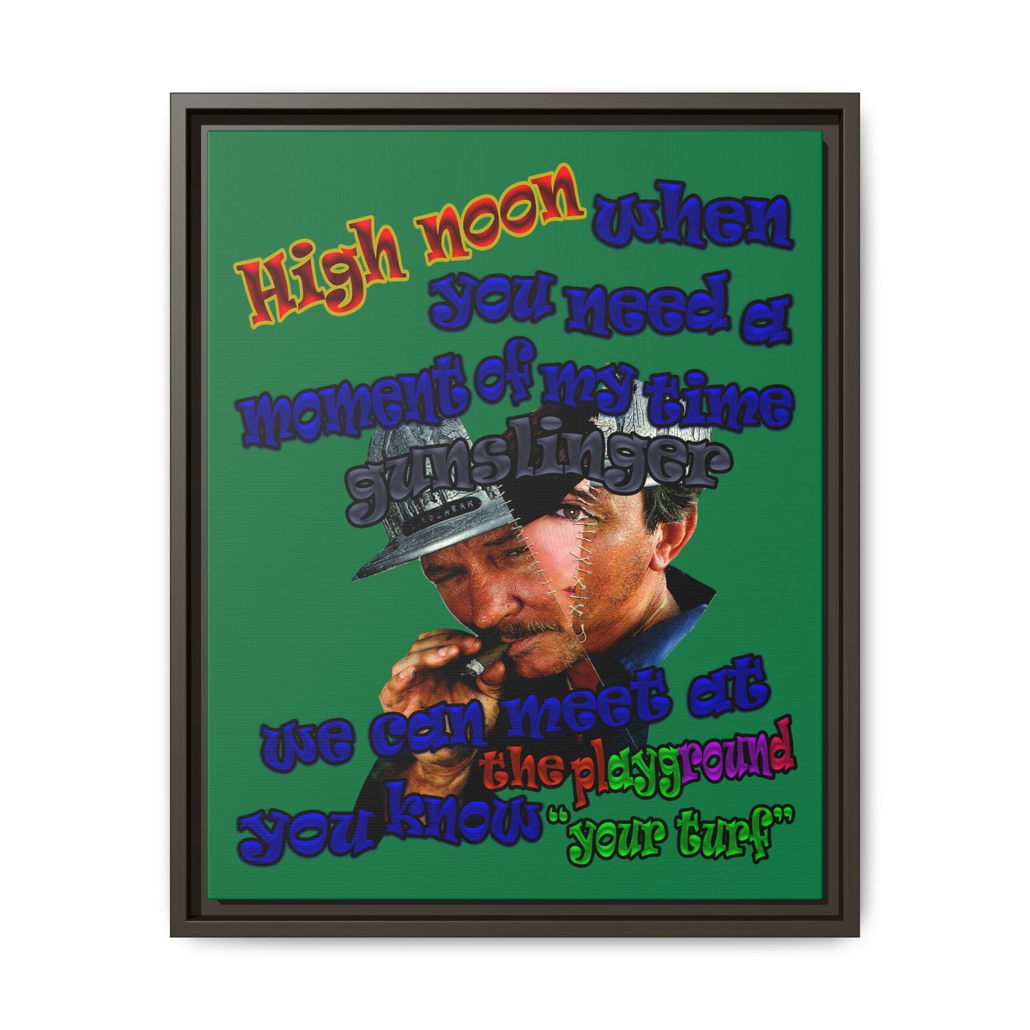 high noon - framed canvas art (dark green)