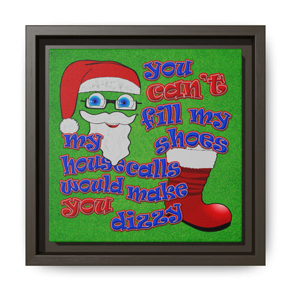 santa's shoes - framed canvas art (green turf)
