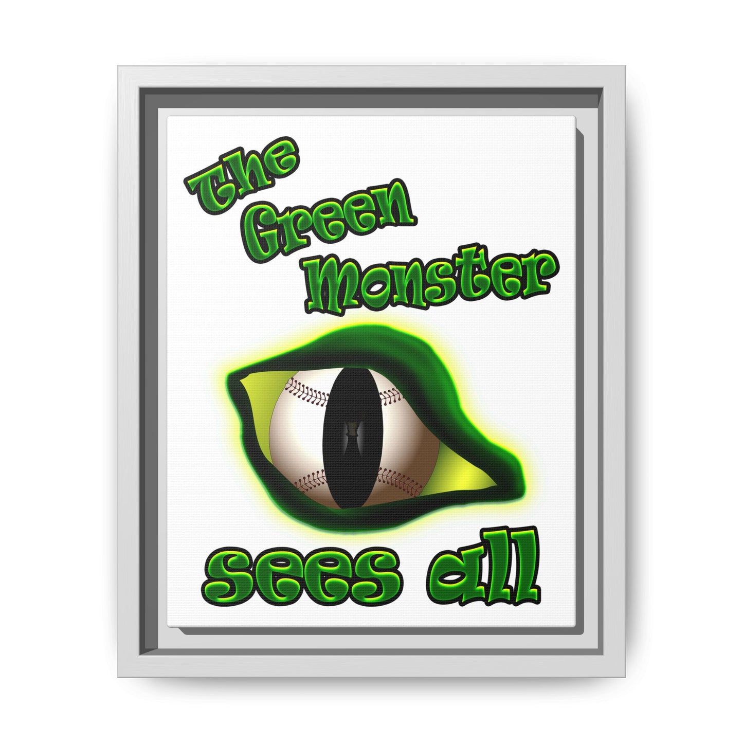 green monster - framed canvas art (white)