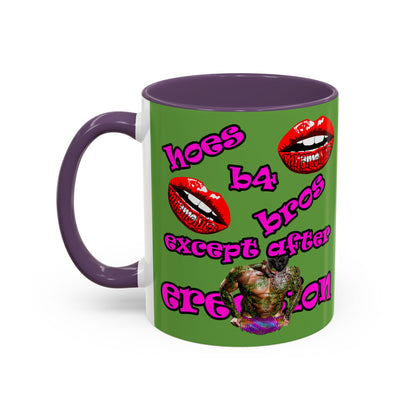 hoes b4 bros - Accent Mug (green)