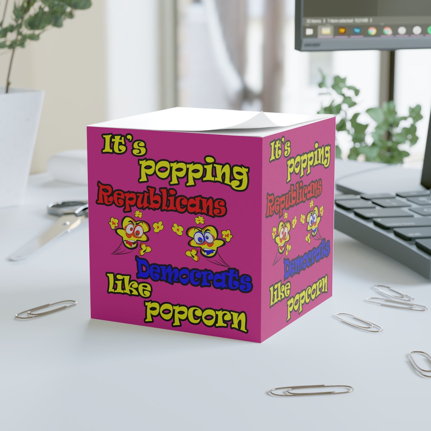 popping like popcorn - note cube (pink)