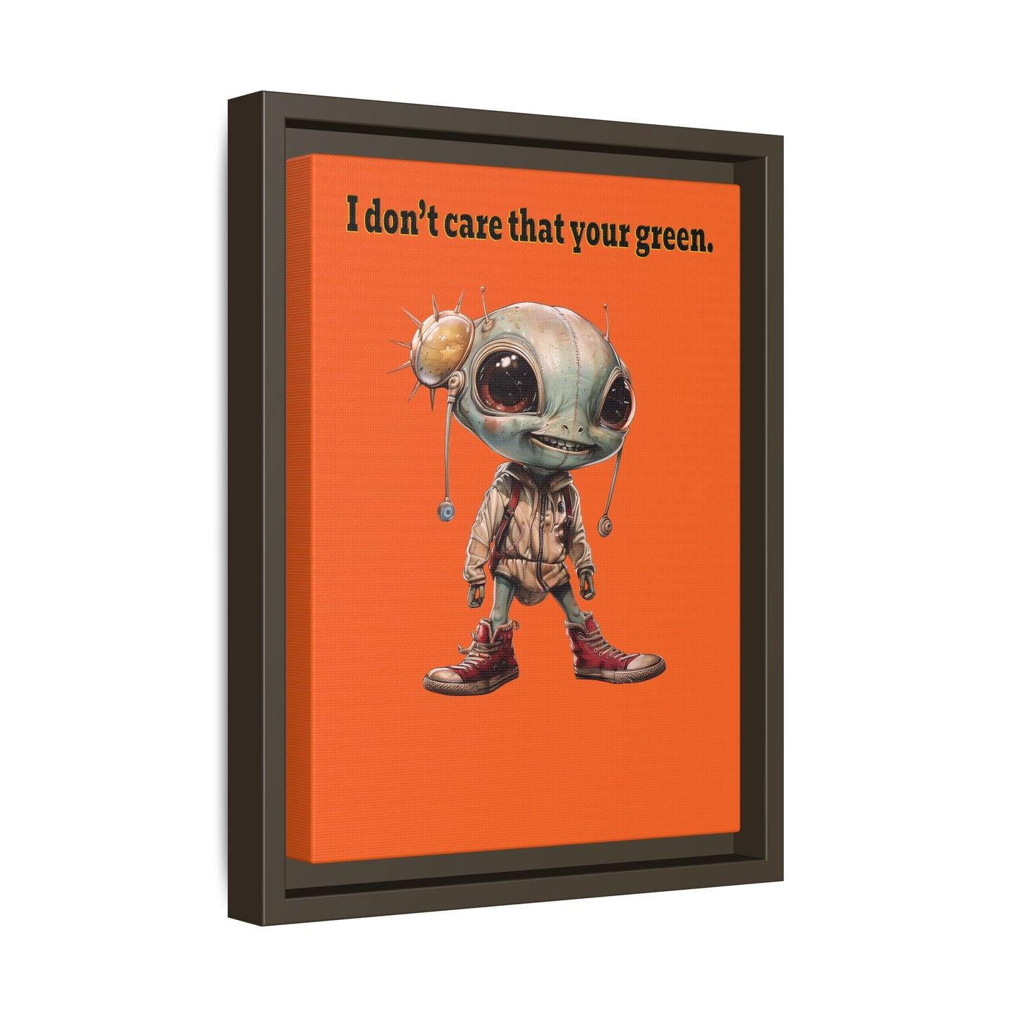 I don't care that your green - framed canvas art (orange)