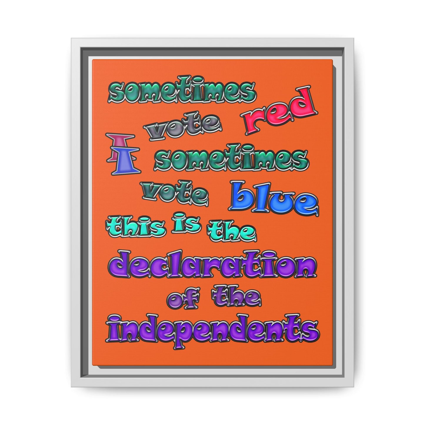declaration of the independents - framed canvas art (orange)