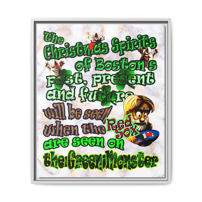 christmas spirits of boston - framed canvas art (white marble)