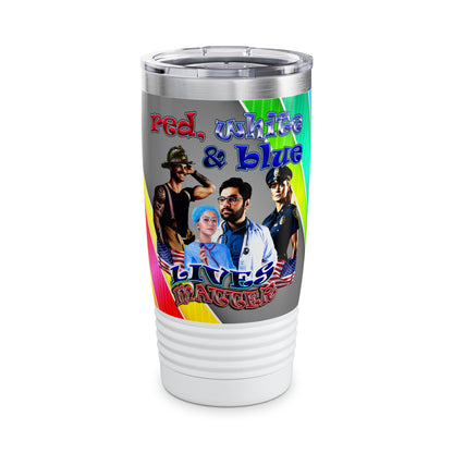 rw&b lives matter - Ringneck Tumbler, 20oz (rainbow split)