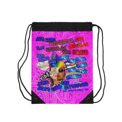drop the beat - Drawstring Bag (pink swirl)