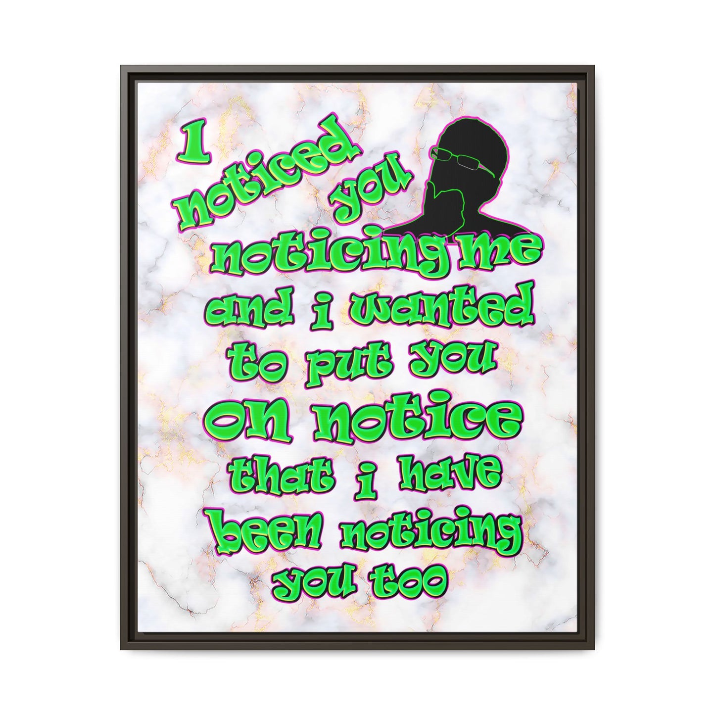 noticed you noticing - framed canvas art (white marble)