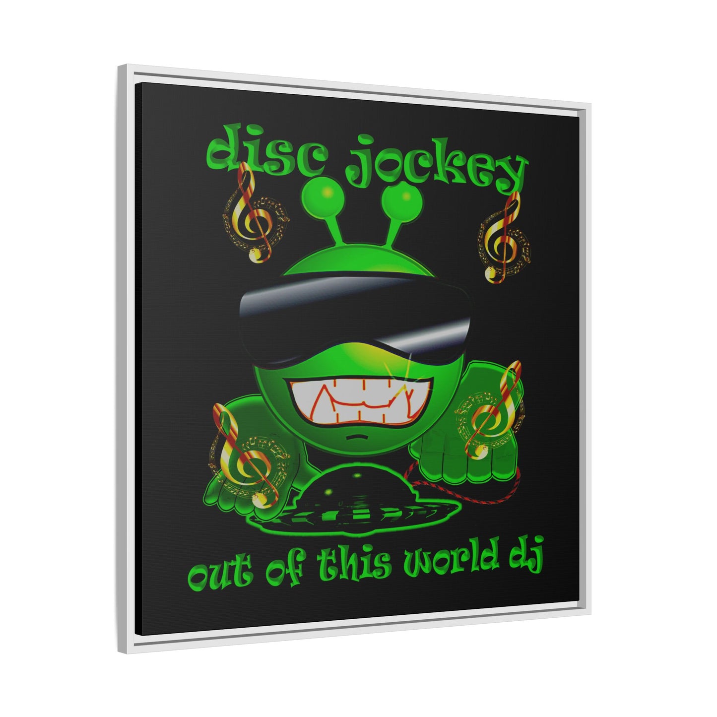disc jockey - framed canvas art (black)