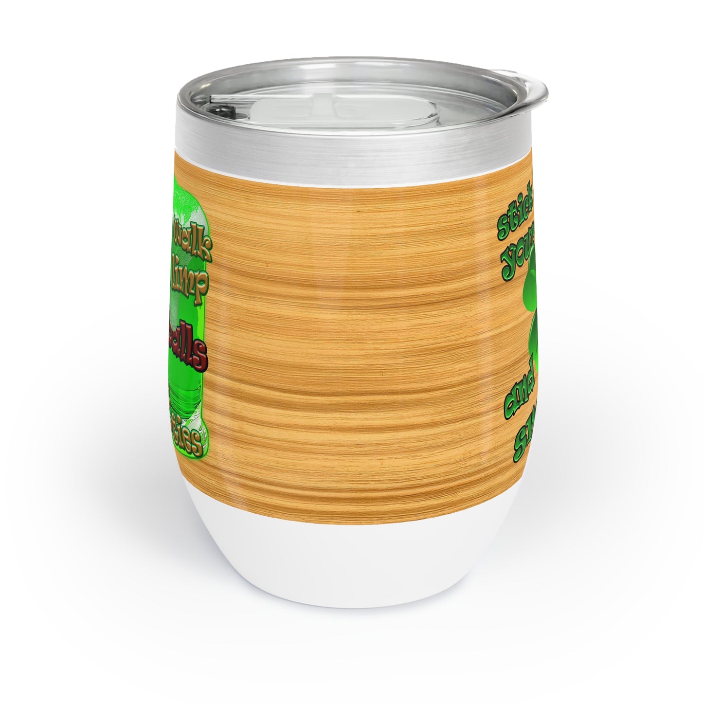 celtics logo - Chill Wine Tumbler (butterscotch wood finish)