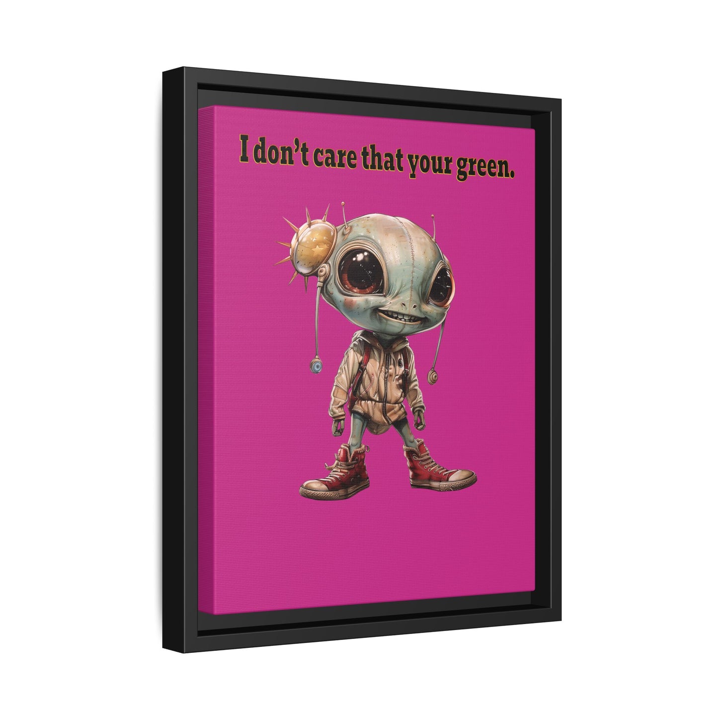 I don't care that your green - framed canvas art (pink)