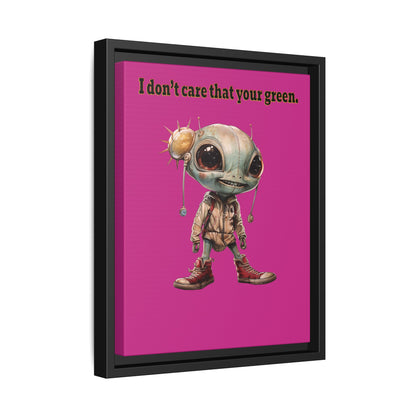 I don't care that your green - framed canvas art (pink)