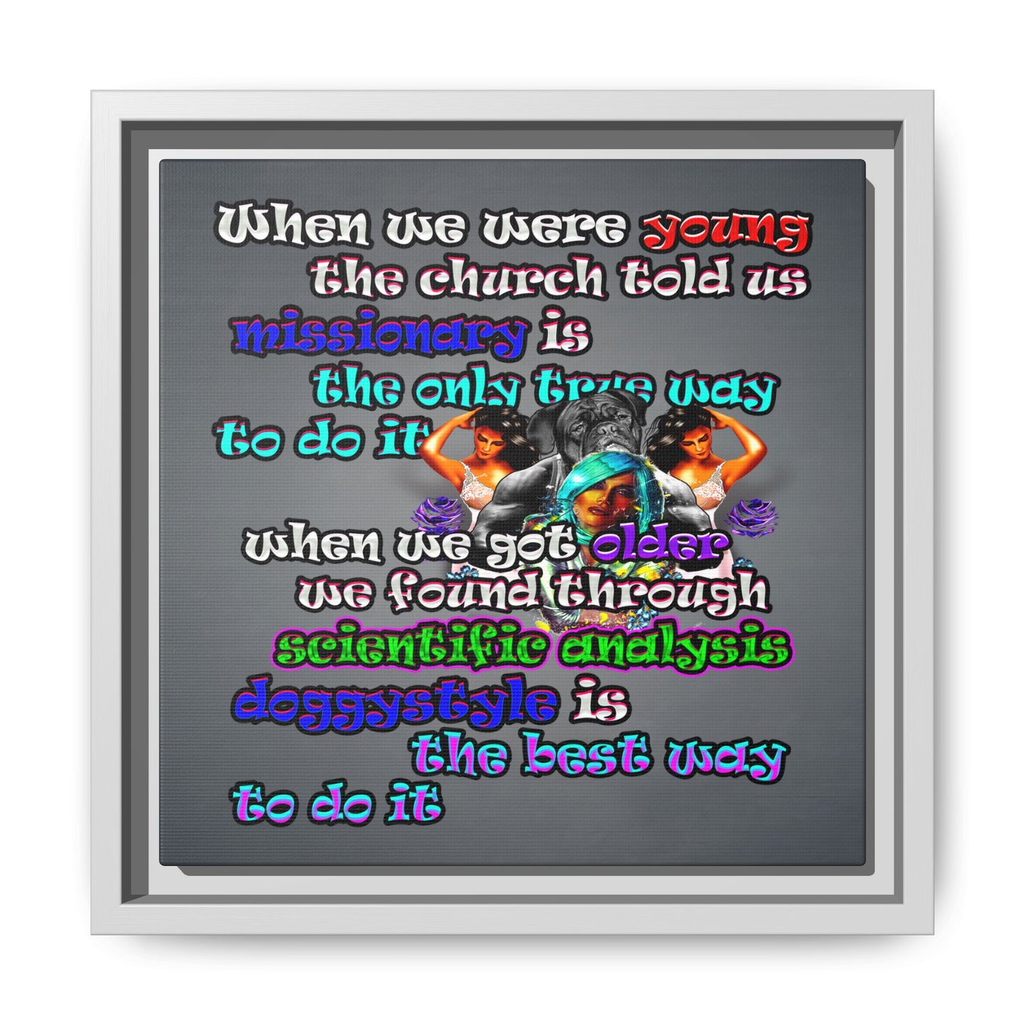 doggystyle - framed canvas art (grey-light grey)