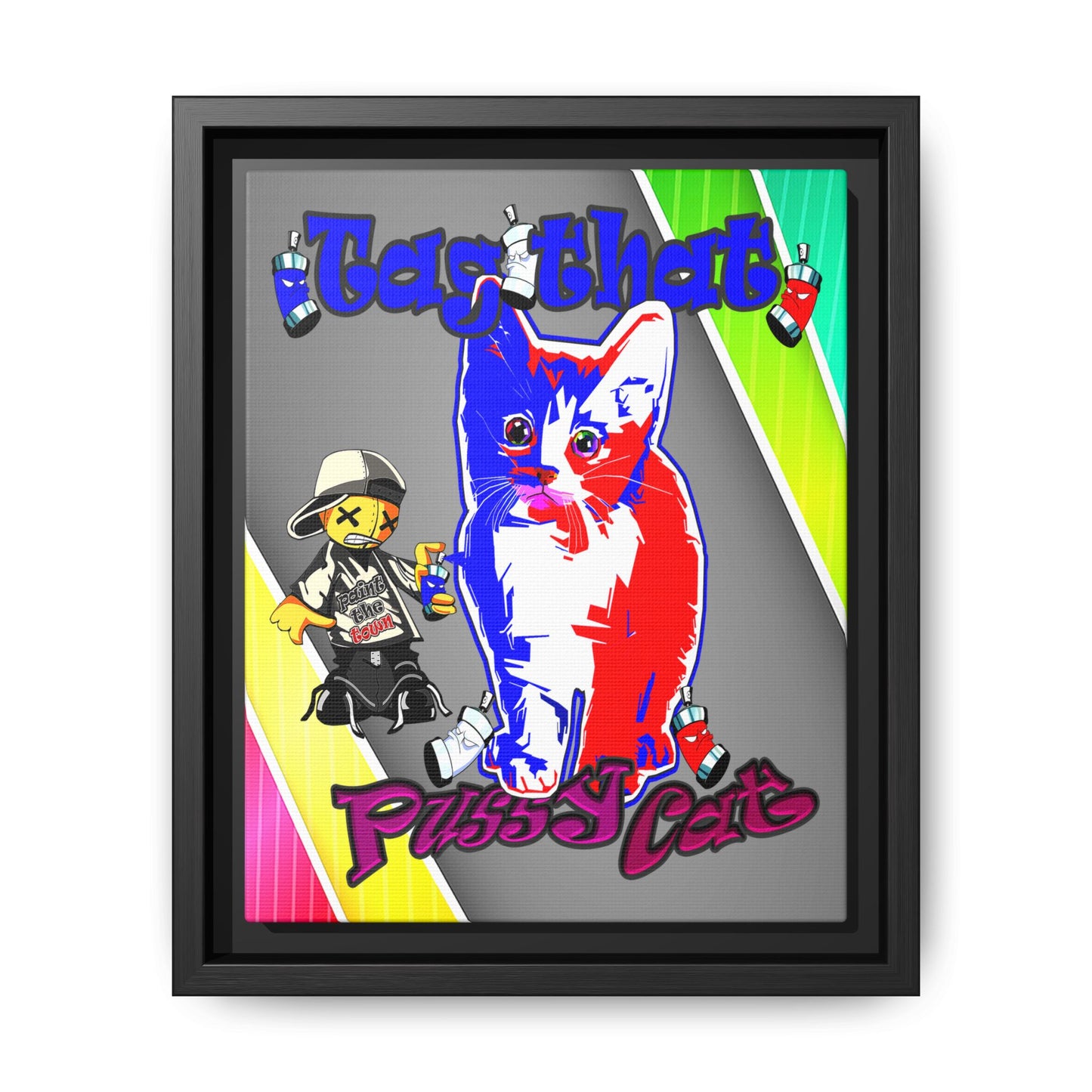 tag that - framed canvas art (rainbow split)