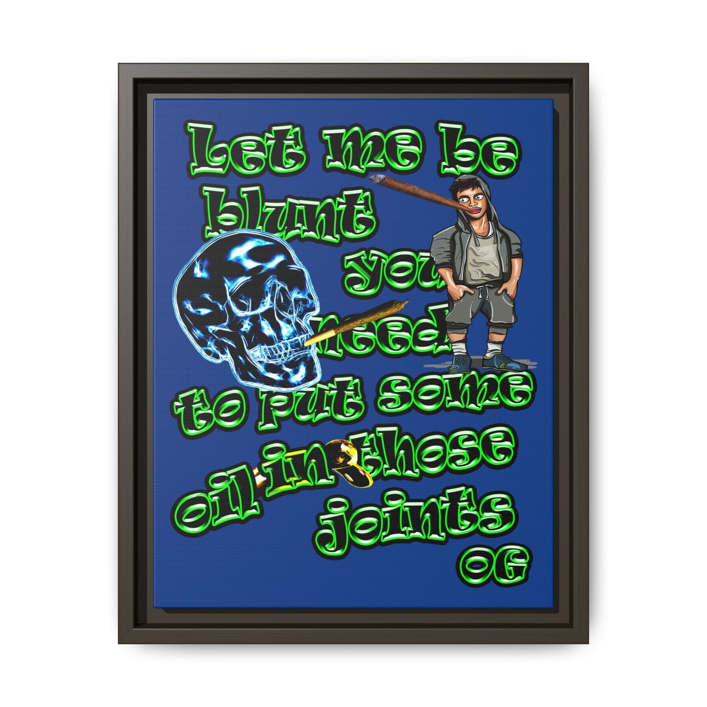 og - framed canvas art (dark blue)