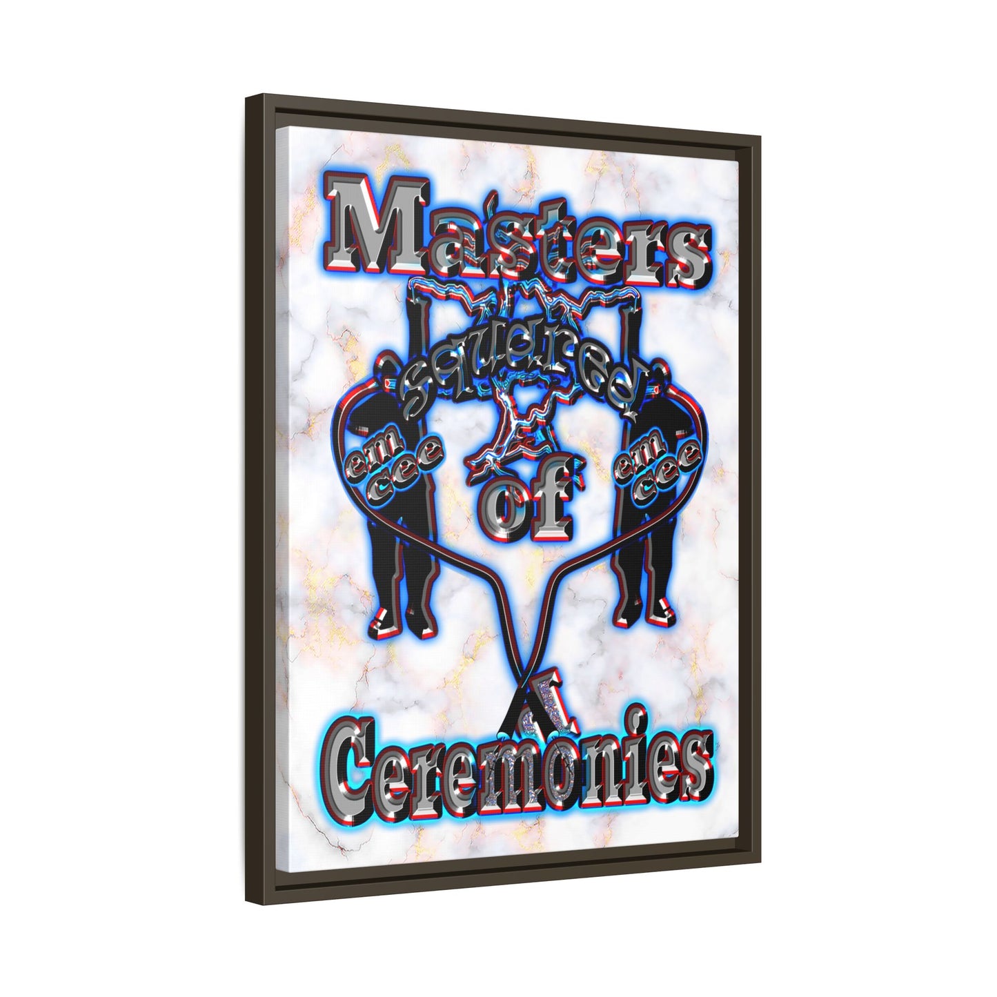 em cee squared - framed canvas art (white marble)