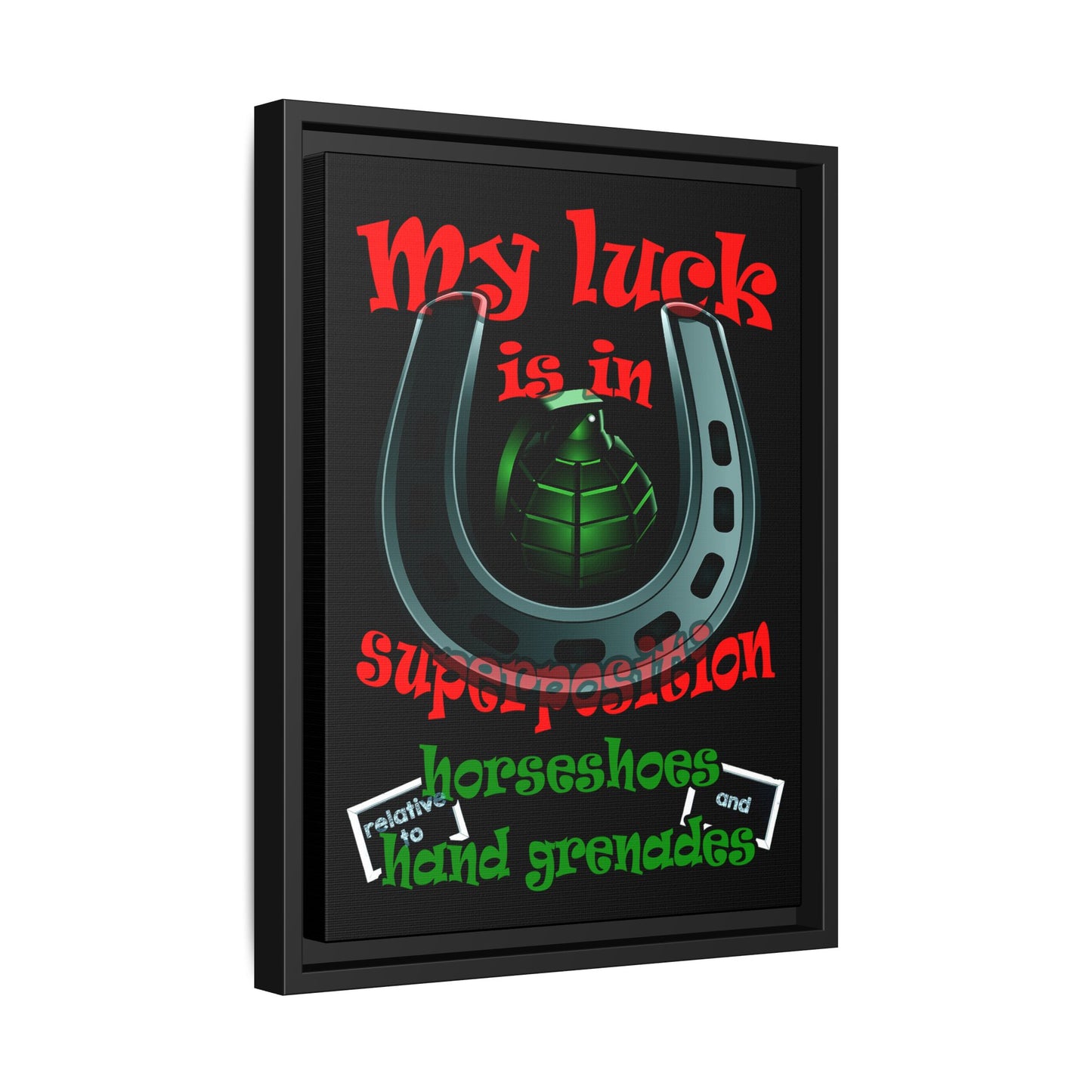 my luck - framed canvas art (black)