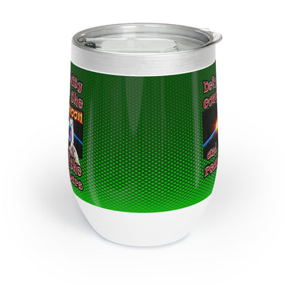 defy conquer reach - Chill Wine Tumbler (logo green)