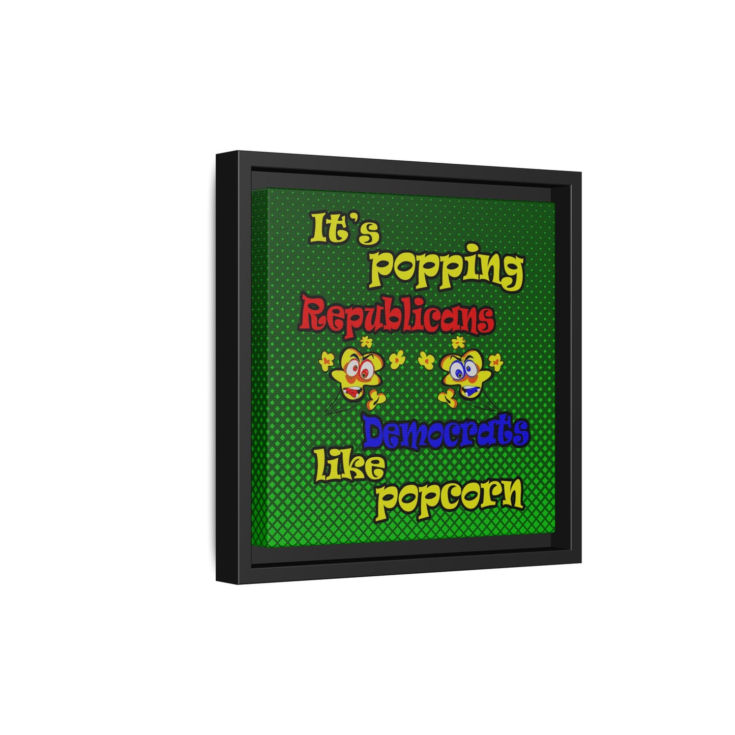 popping like popcorn - framed canvas art (logo green)