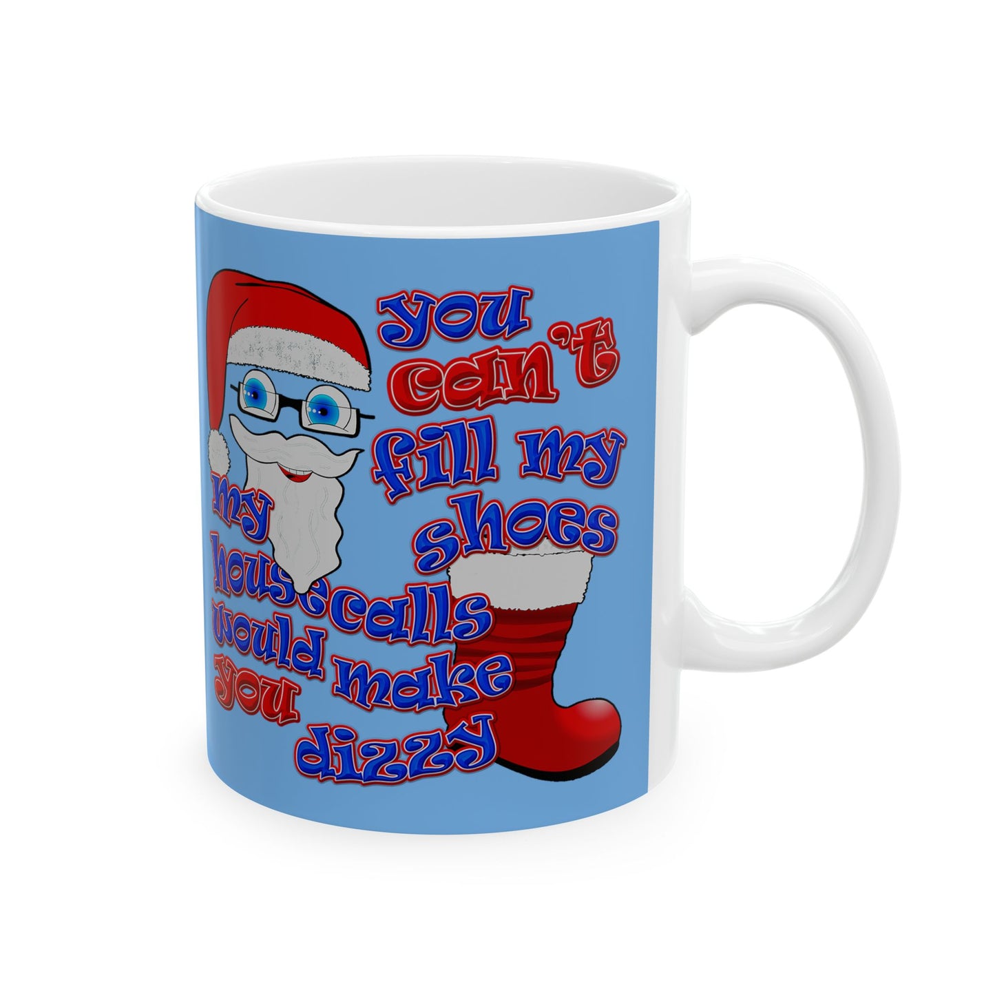 santa's shoes - White Mug (light blue)