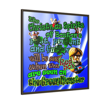 christmas spirits of boston - framed canvas art (blue-white wave)