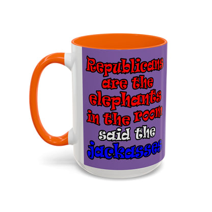 donkeys and elephants - Accent Mug (light purple)