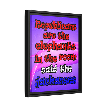 donkeys and elephants - framed canvas art (purple-pink wave)
