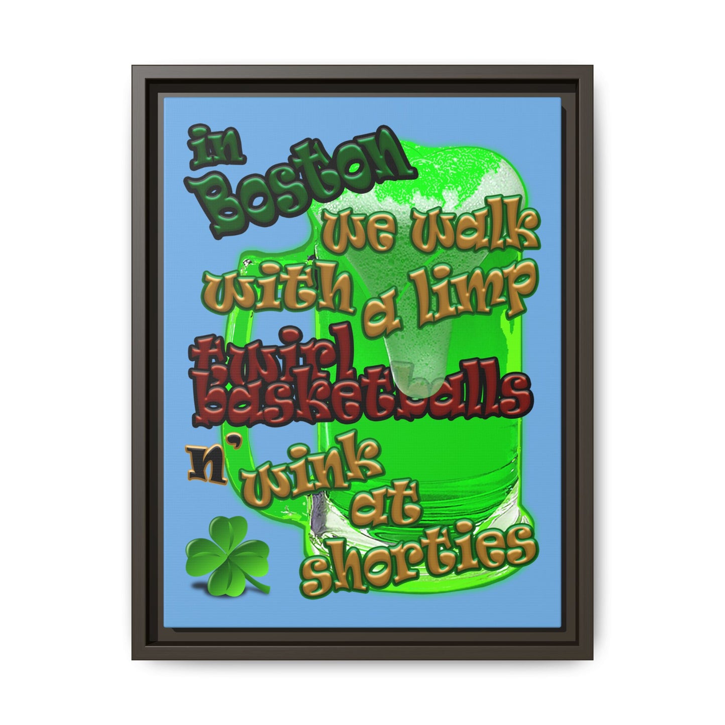celtics logo - framed canvas art (light blue)