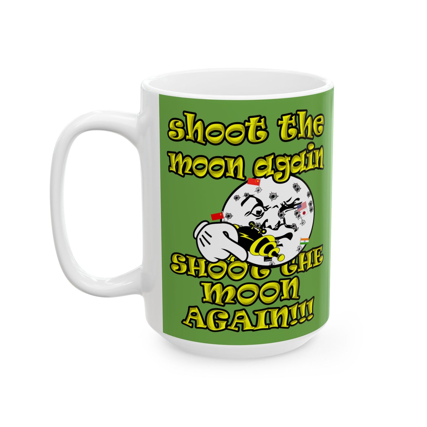 shoot the moon again - White Mug (green)