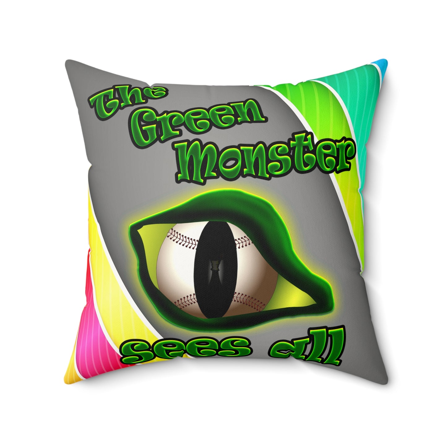 green monster - Faux Suede Square Pillow - (rainbow split)