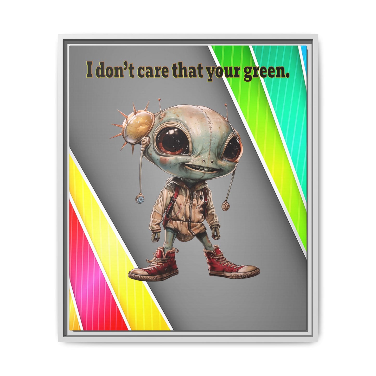 I don't care that your green - framed canvas art (rainbow split)