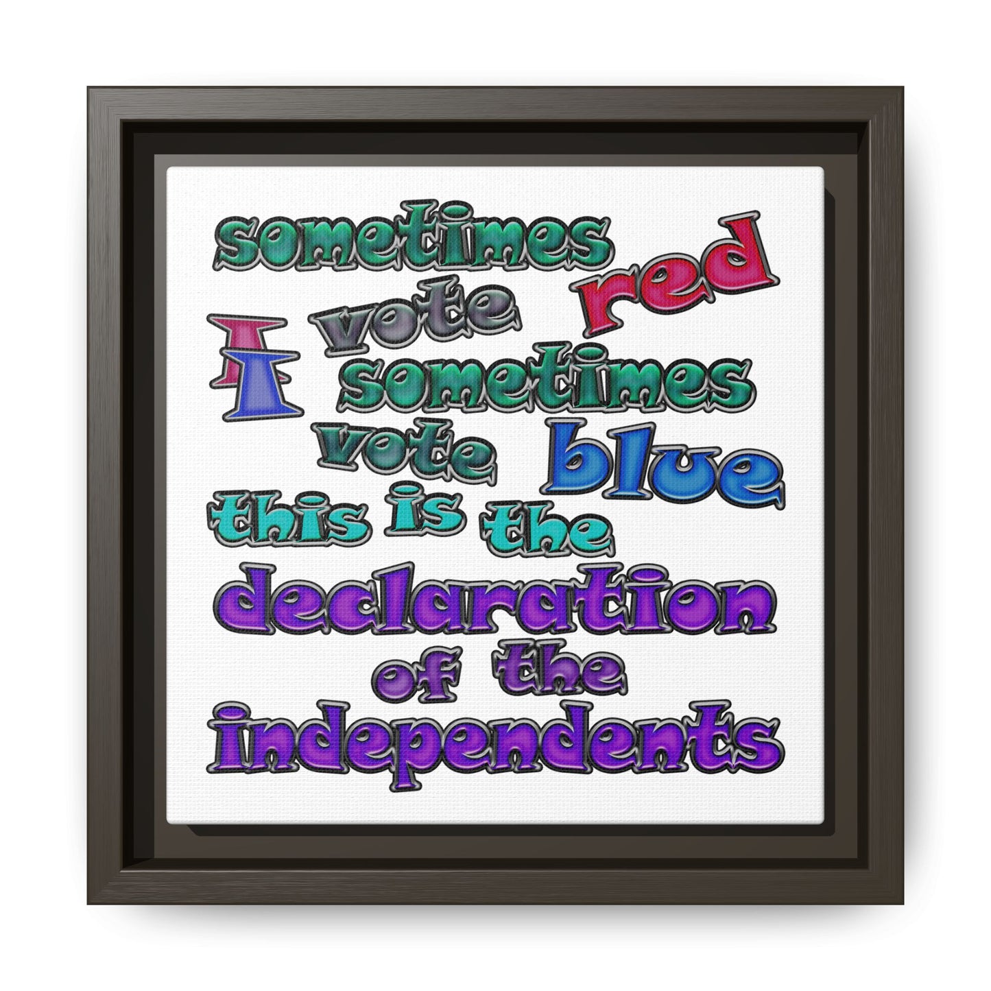 declaration of the independents - framed canvas art (white)