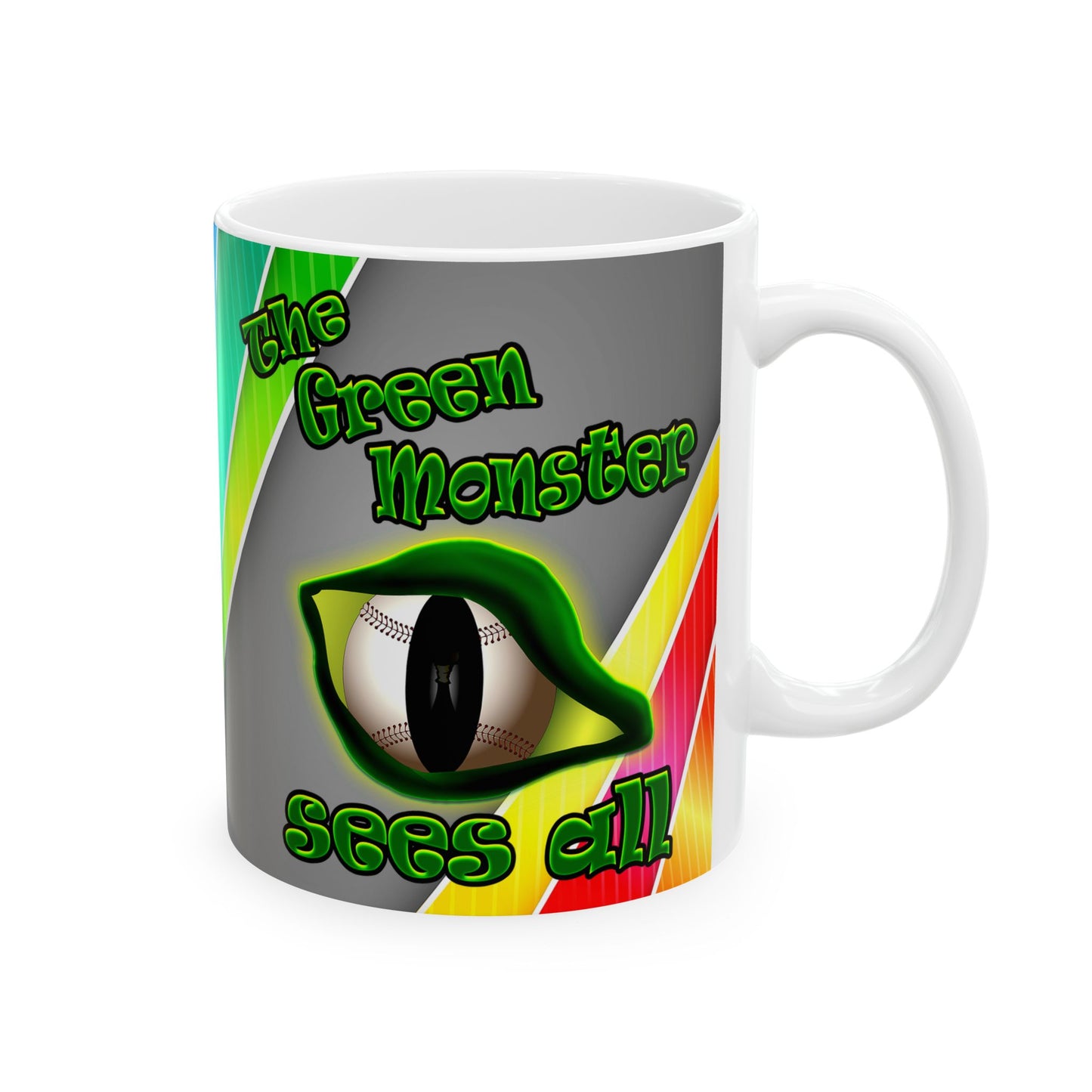 green monster - White Mug (rainbow split)