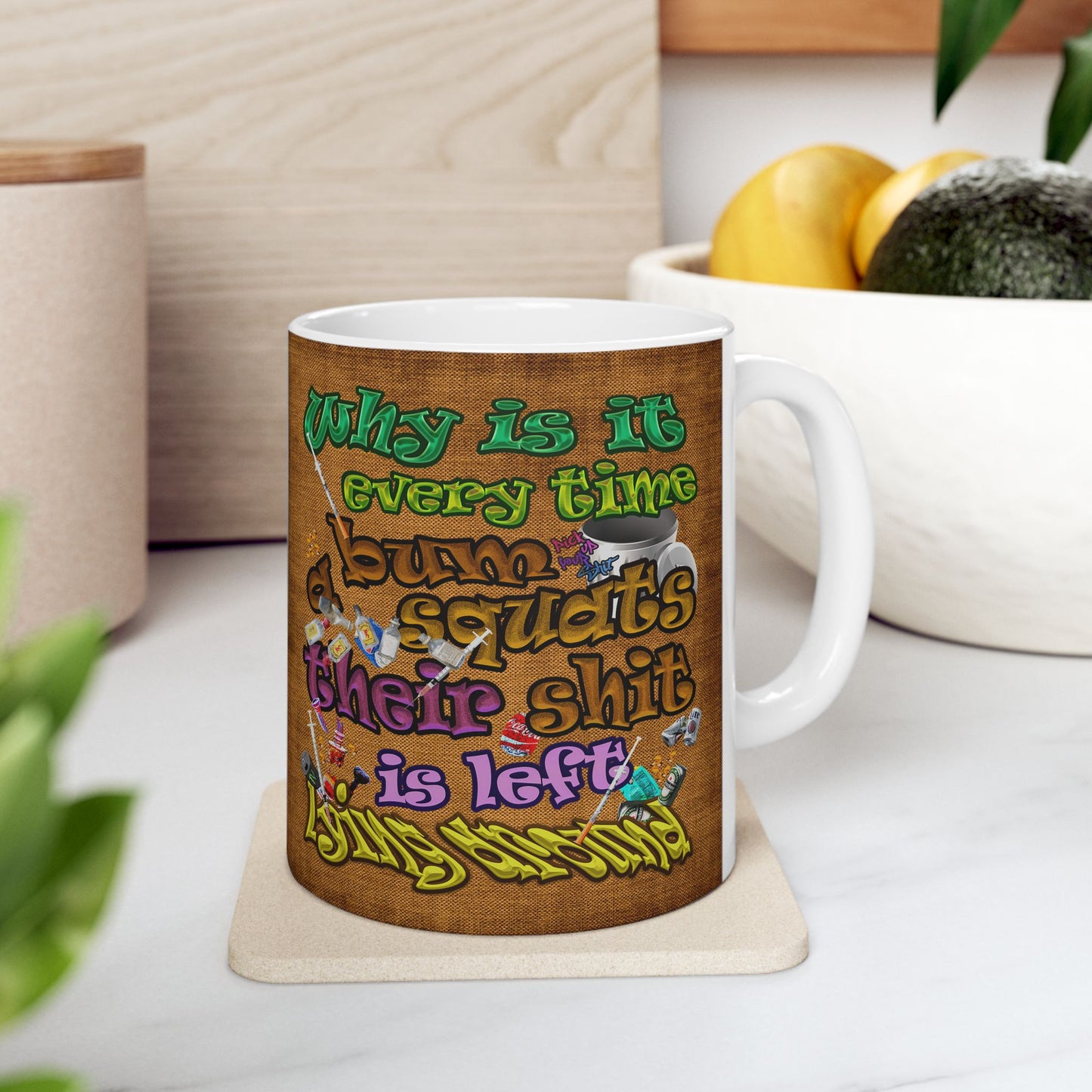the bum's shit - White Mug (brown papyrus)