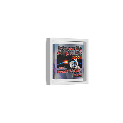 defy conquer reach - framed canvas art (grey-pink wave)