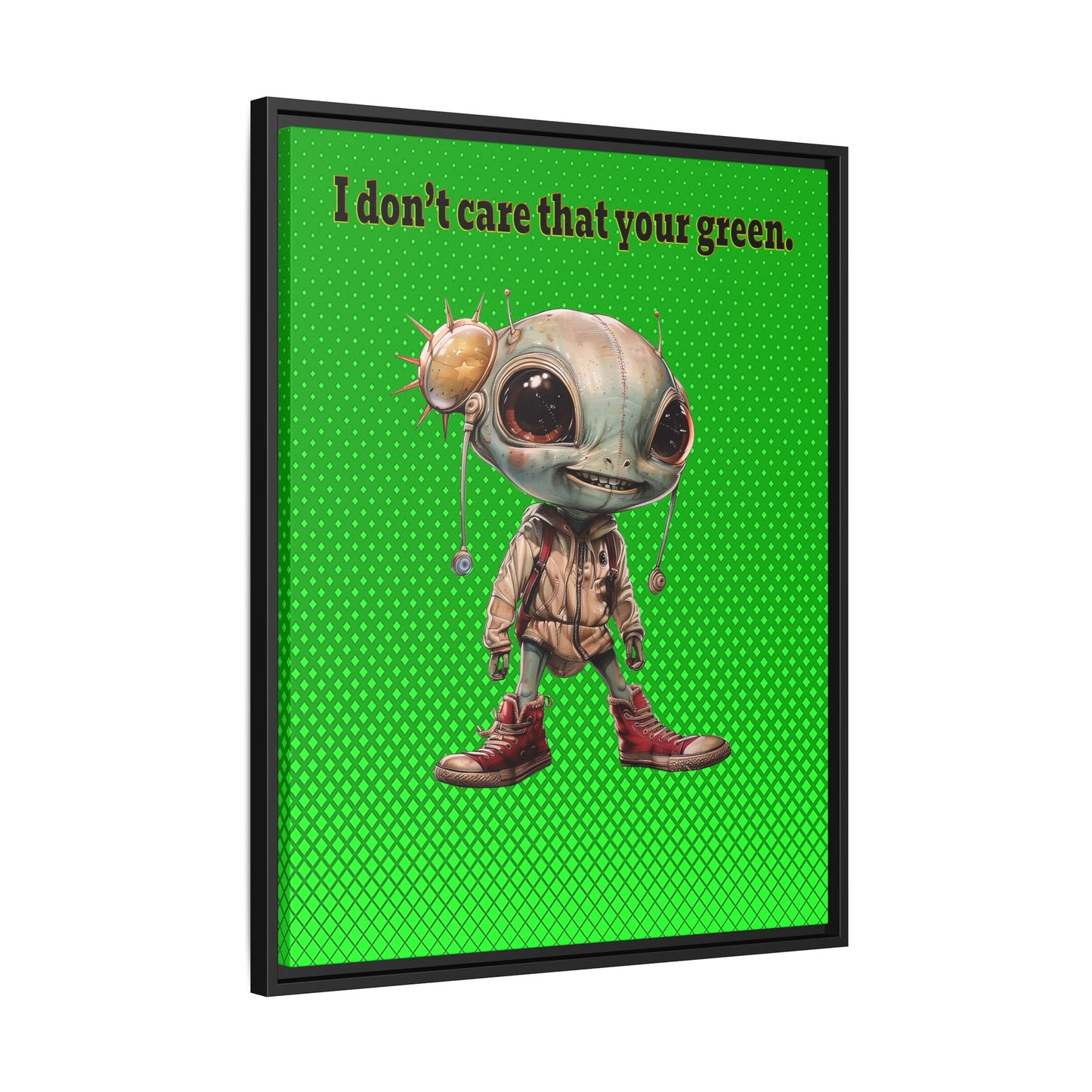I don't care that your green - framed canvas art (logo green)
