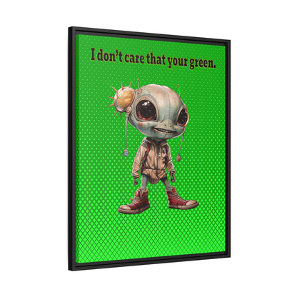 I don't care that your green - framed canvas art (logo green)