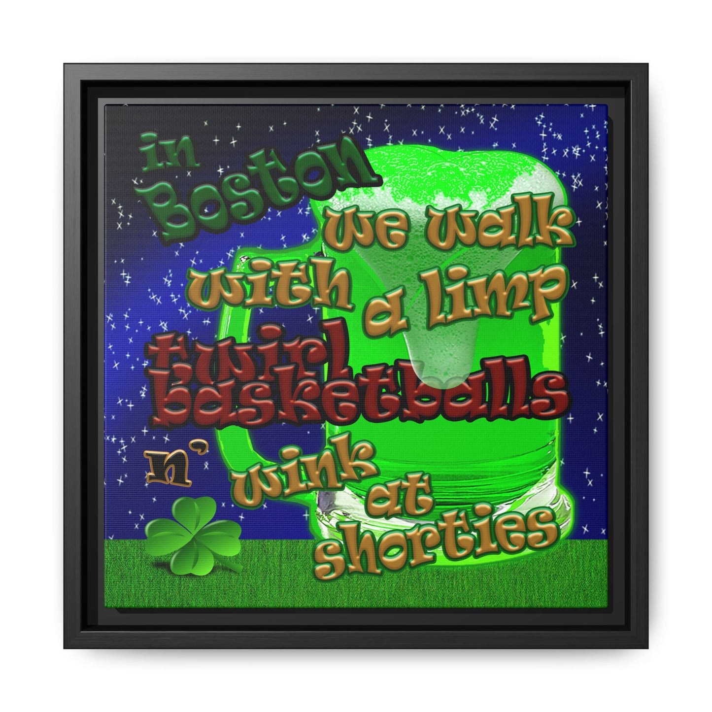celtics logo - framed canvas art ('snoops' background)