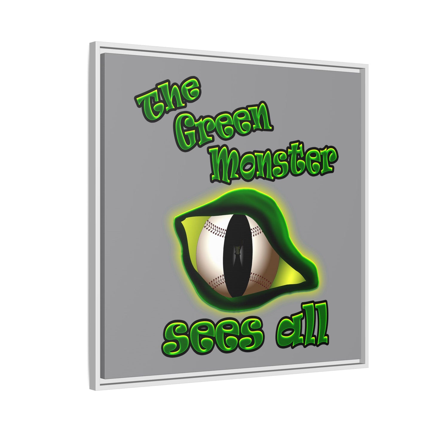 green monster - framed canvas art (grey)